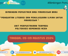 Bimbingan Pemustaka untuk Mahasiswa Baru Tahun 2024-2025 di Perpustakaan Terpadu Poltekkes Kemenkes Aceh