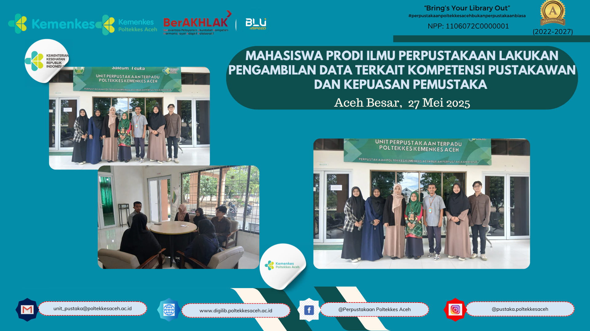 Mahasiswa Ilmu Perpustakaan UIN Ar-Raniry Lakukan Pengambilan Data di Perpustakaan Terpadu Poltekkes Kemenkes Aceh